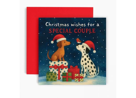 Christmas Wishes to a Special Couple Dog Christmas Card by Huxters