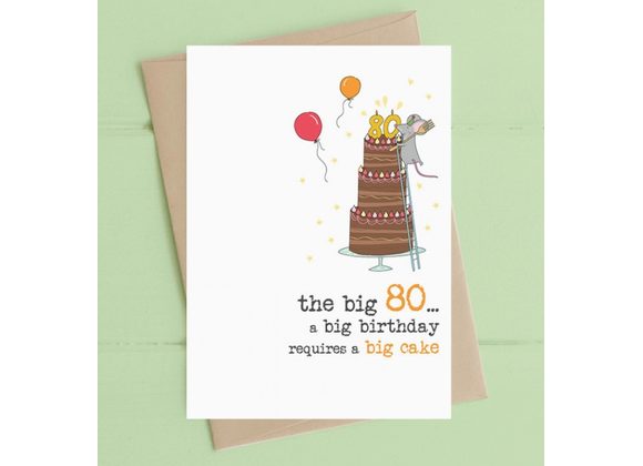 Big cake 80th Birthday Card by Dandelion Stationery