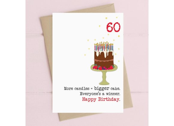 More Candles Bigger Cake, 60th Birthday Card by Dandelion Stationary