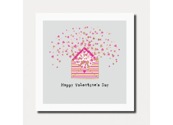 Envelope bursting with hearts Valentines Card by Marina B