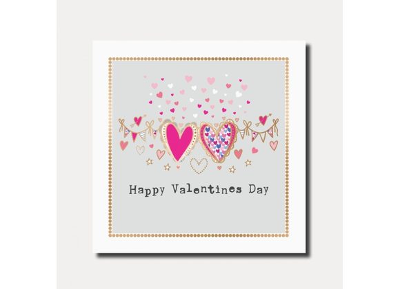 Duo Hearts Bunting, Valentines Card by Marina B