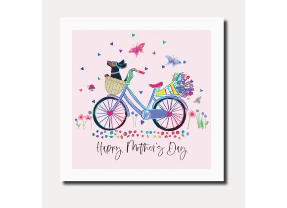 Bike with dog Mother's Day Card by Marina B
