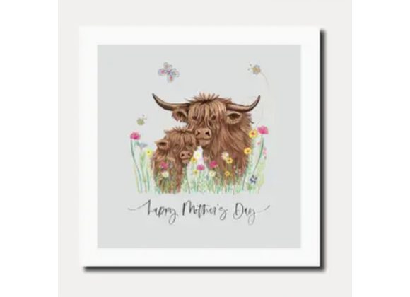 Highland Cow Mother's Day Card by Marina B