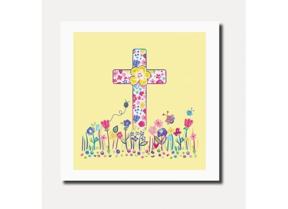 Cross and Flowers, Easter Card by Marina B