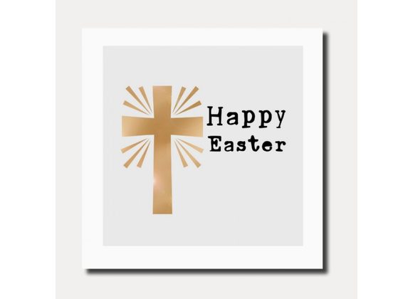 Gold Cross Happy Easter Card by Marina B