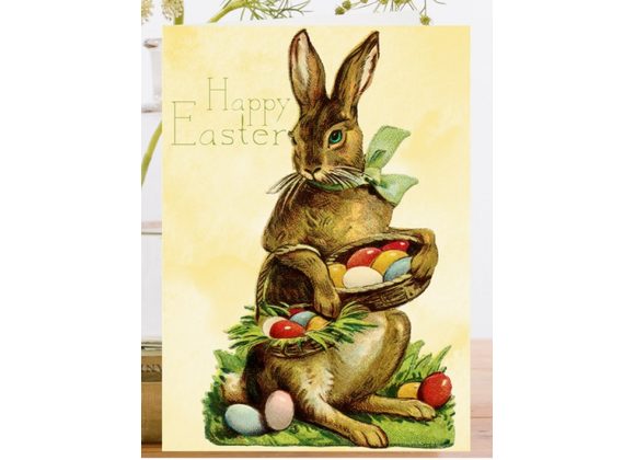 Bunny with baskets of eggs, Easter card by Madame Treacle