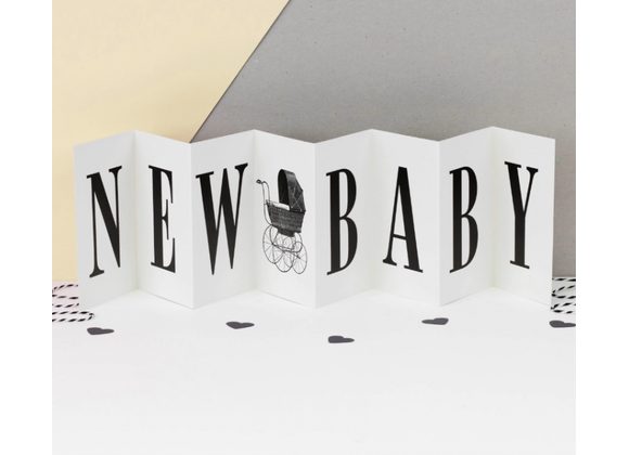 New Baby Monochrome Fold Out Banner Card