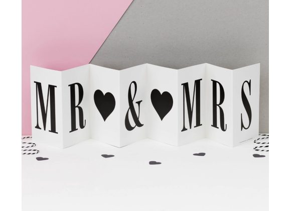 Mr & Mrs Monochrome Fold Out Banner Card
