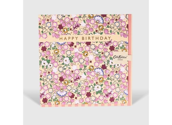 Yellow & Pink Floral Birthday Card - Cath Kidston