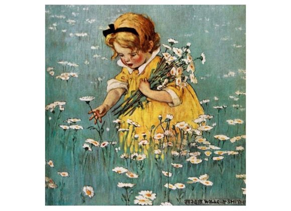 Gathering Flowers in the Meadow