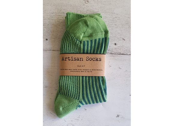 Watercress / Navy Vertical Stripes 