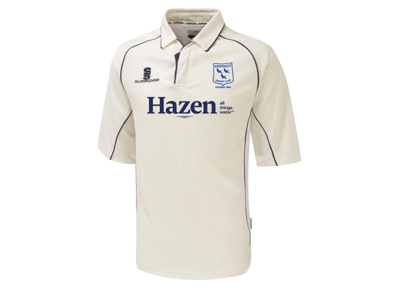 Ardingly Cricket Club Match Shirt Relaxed Fit S/S Adult Ivory/Navy (Premier)