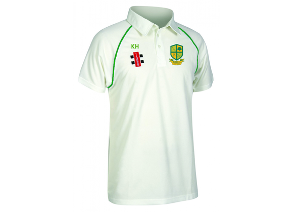 Keymer and Hassocks CC Shirt Junior Ivory/Green (Matrix)