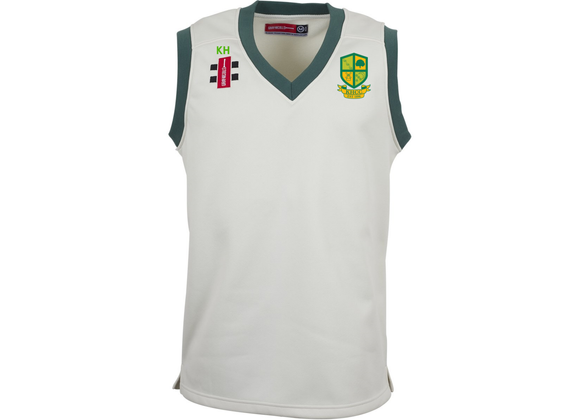 Keymer and Hassocks CC Slipover Junior Ivory/Green (Matrix)