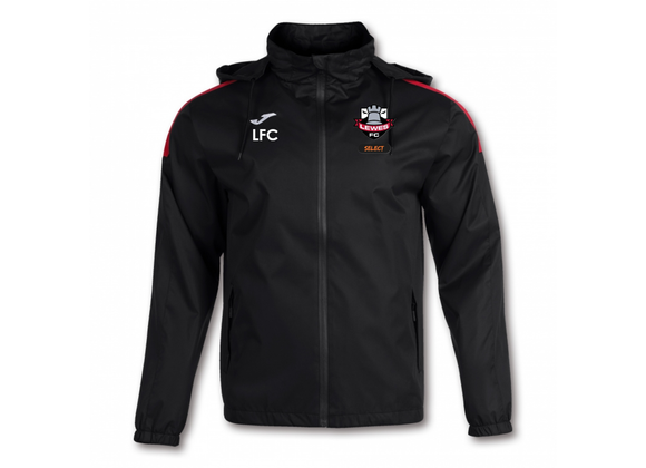 Lewes FC Select Coaches Rain Jacket Adult Black/Red (Trivor)