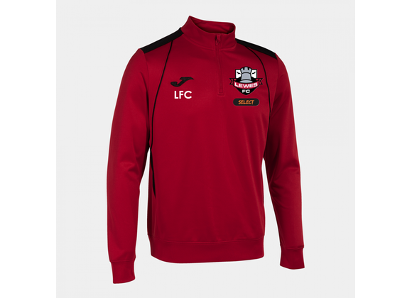 Lewes FC Select Training Quarter Zip Red/Black Adult U13's (C8)