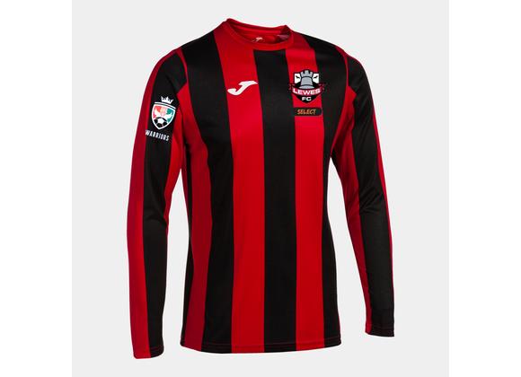 Lewes FC Select Match Shirt Adult Red/Black U14's Long Sleeved (Inter Classic)