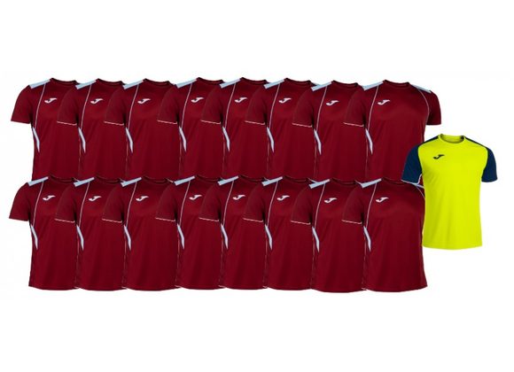 SALE - 14 x Joma C7 Maroon Shirts plus GK Shirt PRINTED Age 11-14