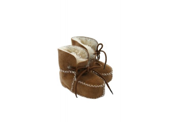 Baby lace-up booties - chestnut