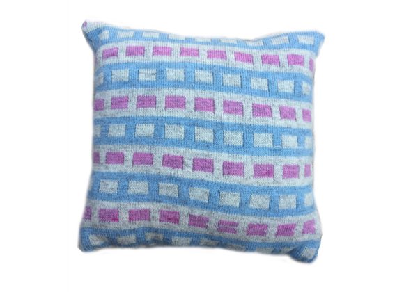 natural wool geo print knitted cushion 
