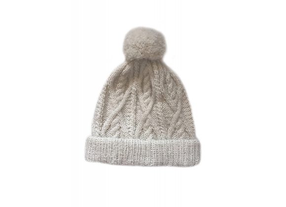 cable knit hat - cream/ off white 