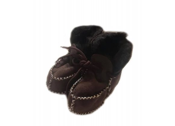 Baby Lace up Booties - Brown