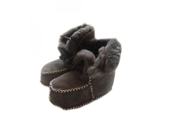 Baby Lace up Booties - Grey 
