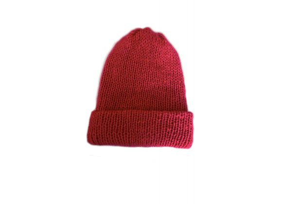 Natural wool hat - red 