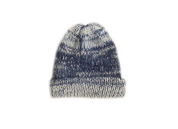 Natural wool hat - white and navy fleck 