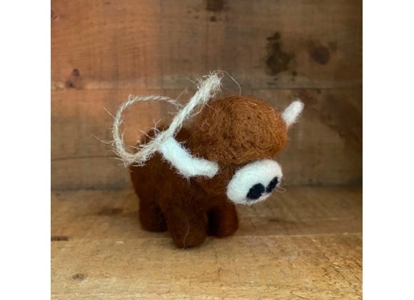 Felted highland cow tree decoration 