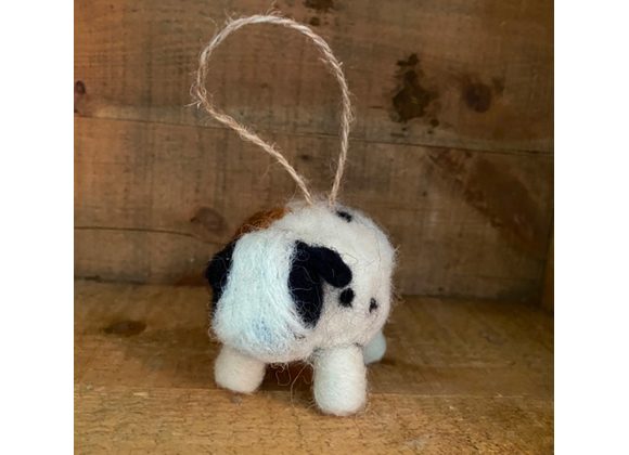 Felted Dorper sheep Christmas tree decoration. 