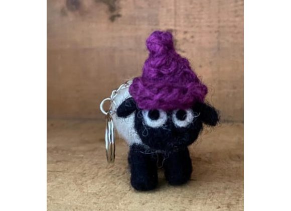 Felted sheep keyring 