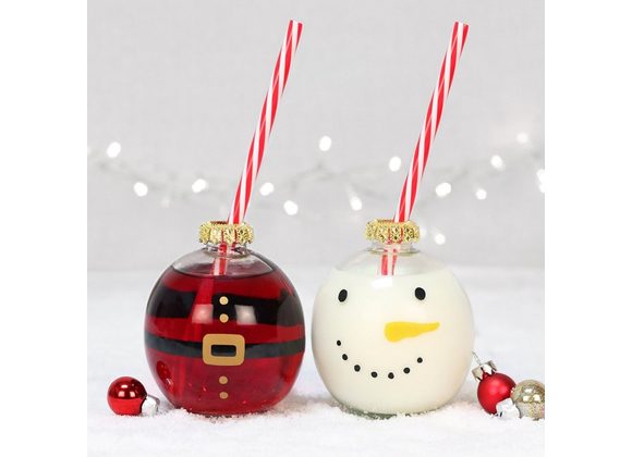 Snowman and Santa Bauble Drinking Glasses