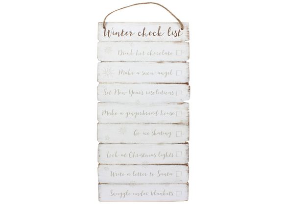 Winter Checklist Wooden Wall Sign