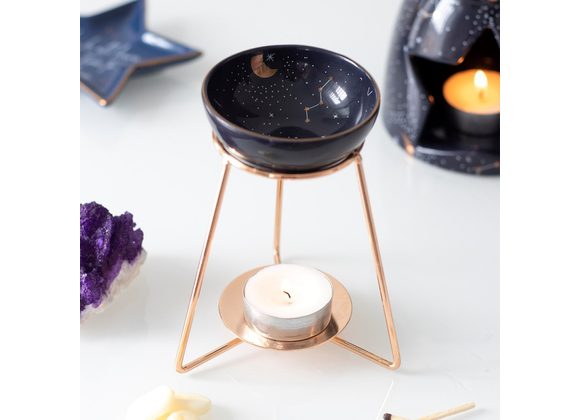 Purple Star Sign Oil Burner on Metal Base 