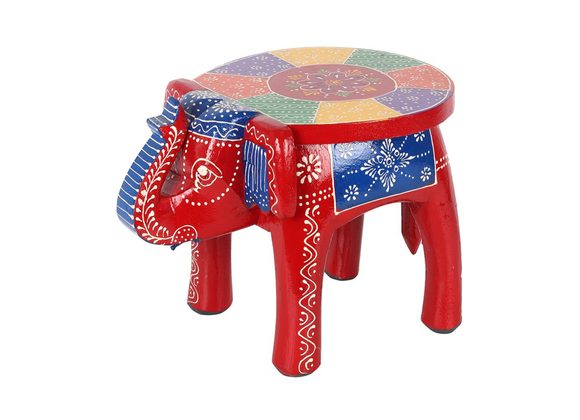 Ornamental Multi-coloured Elephant Stool RRP £34.99 STOCK DUE 10/11/21