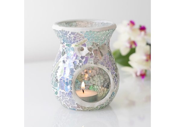 Small Light Blue Iridescent Crackle Oil Burner