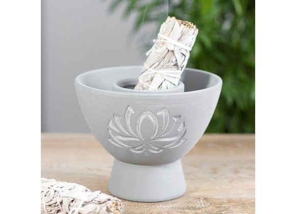 Grey Lotus Terracotta Smudge Bowl