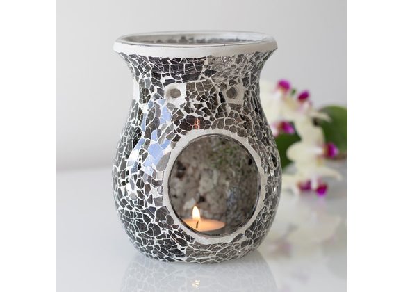 Large Gunmetal Grey Crackle Oil Burner 