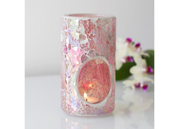 Pink Iridescent Pillar Crackle Oil Burner