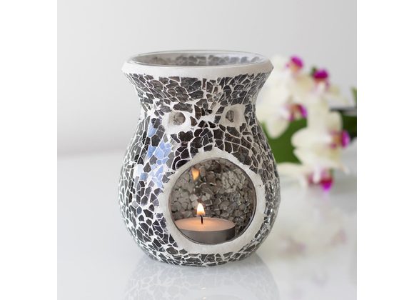 Small Gunmetal Grey Crackle Oil Burner 