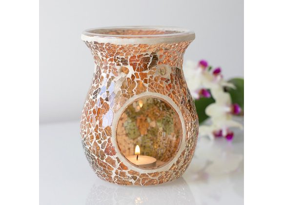 Large Brown Crackle Oil Burner 