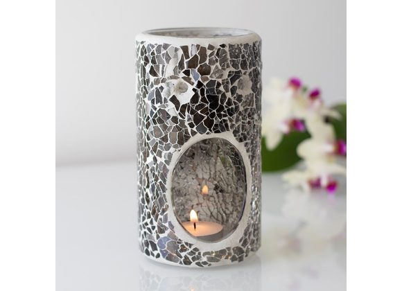 Gunmetal Grey Pillar Crackle Oil Burner 