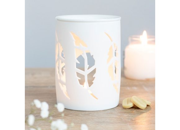 White Feather Cut Out Oil Burner