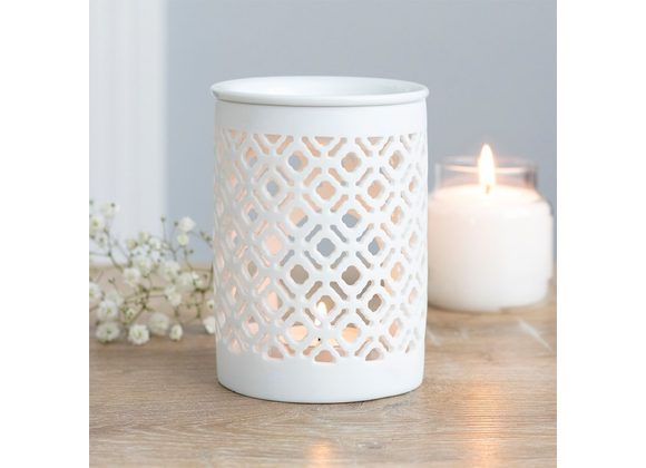 White Matte Lattice Cut Oil Burner