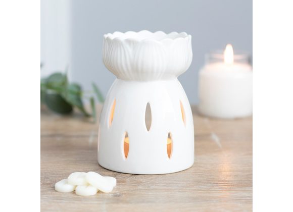 White Gloss Lotus Flower Oil Burner