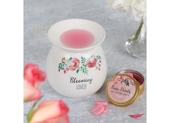 Large Blooming Lovely Wax Melt Burner Gift Set