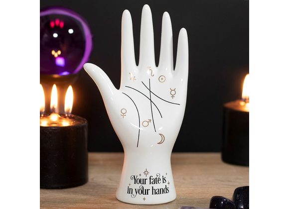 White Ceramic Palmistry Hand Ornament 