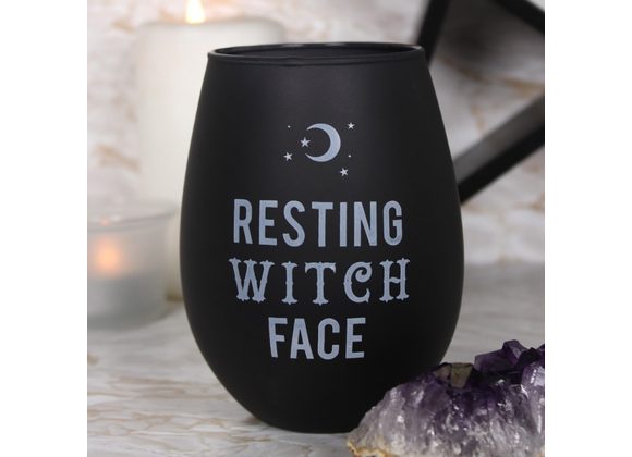 Resting Witch Face Stemless Wine Glass STOCK DUE 20/2/22