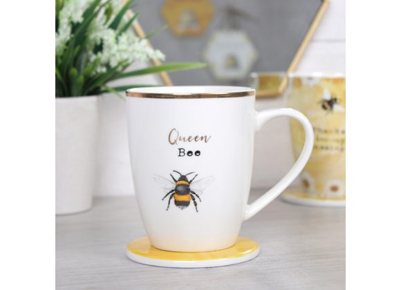 Queen Bee Ceramic Mug and Coaster Set STOCK DUE SOON